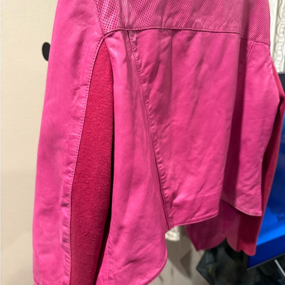 Rare Neimen Marcus Pink Women's leather Jacket sz.XL - Picture 3 of 11